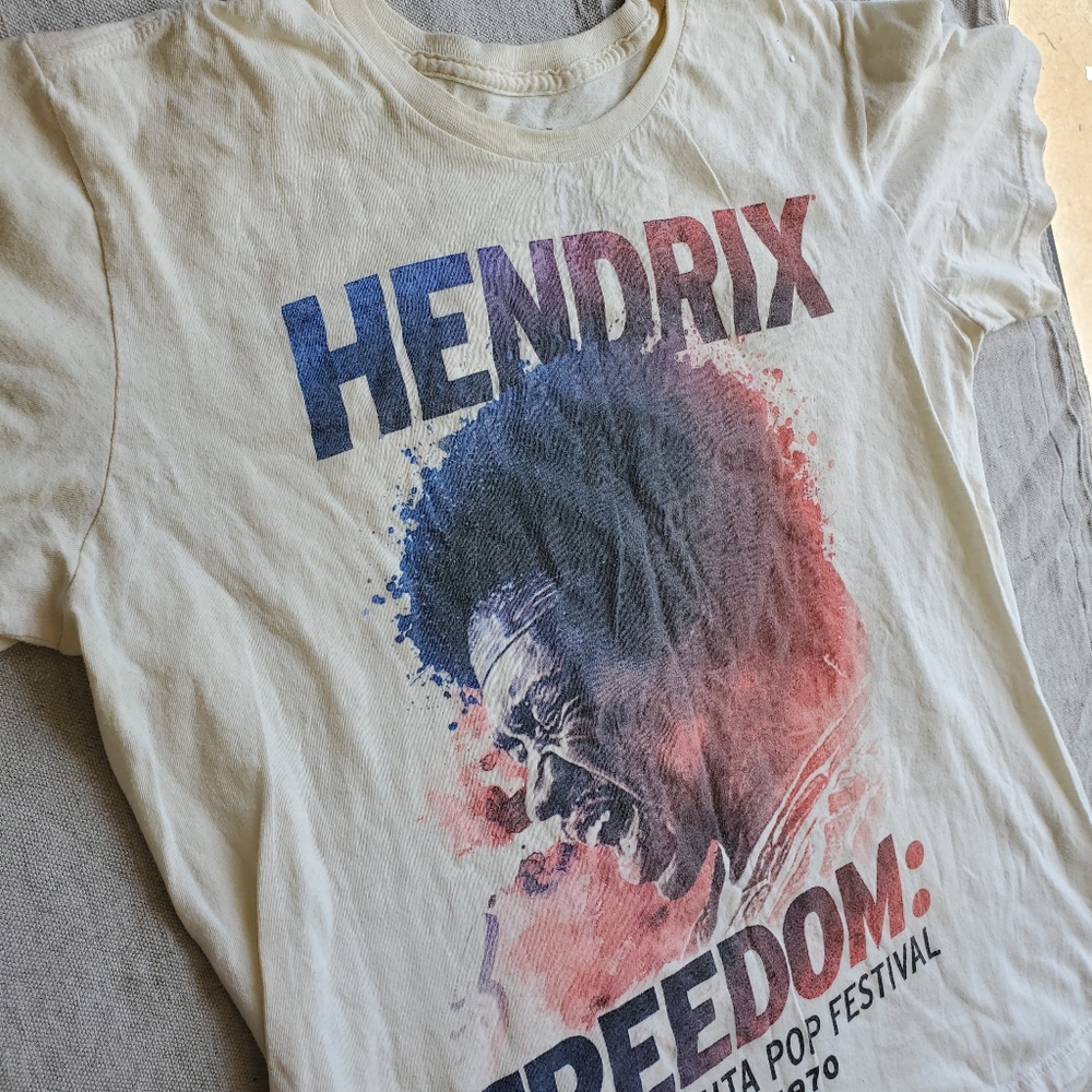 Authentic Hendrix Freedom Live Atlanta Pop‎ Festival 1970 Graphic Tee Cream L